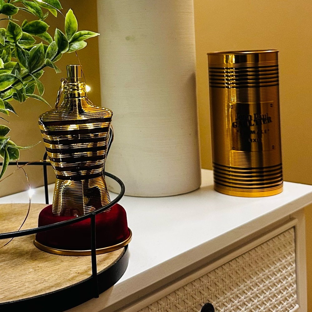 Jean Paul Gaultier Gold Striped Perfume Bottle